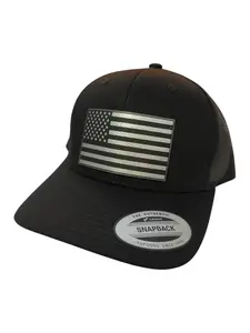American Flag Leather Patch Trucker Hat - Many Colors, Unisex Baseball Cap for Casual Occasions leather patch