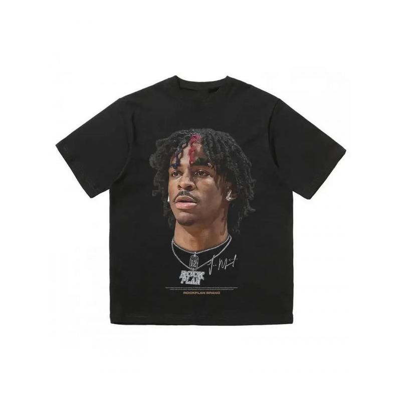 Y2K-Inspired Men's Cotton T-Shirt with Basketball Star Print - Soft, Breathable & Comfortable |     Casual Streetwear for All Seasons