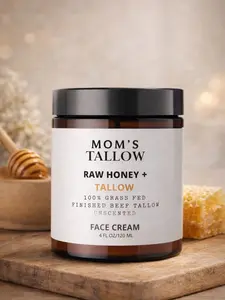 Mom's Tallow Skin Serenity Face Cream - Nourishing Balm for Sensitive & Flaky Skin with Grass-Fed Beef Tallow, Organic Olive Oil, Raw Honey, and Vitamin E