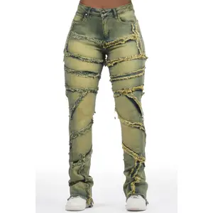 Zytaii Vintage Wash Stacked Flare Jean