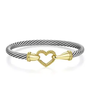 Mytys 【Love Stories】Heart Design Bracelet for Women Trendy Hypoallergenic Stainless Steel Cuff Elegant Minimalist Bangle Stackable Dainty Jewelry Accessories