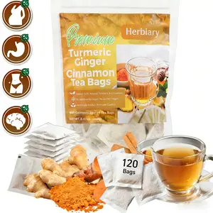 Turmeric Ginger Cinnamon Tea Bags 100% Natural Anti-Inflammatory Eco-Friendly 240g 120 Tea Bags Sugar-Free Caffeine-Free Gluten-Free Vegan