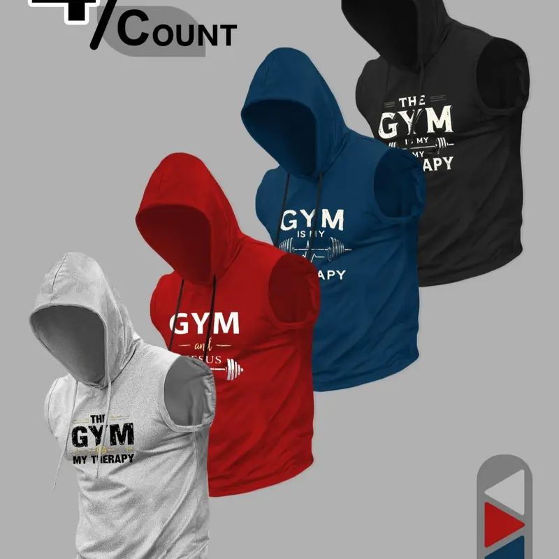 Men's Gym Hooded Tank Top, Regular Fit Casual Sleeveless Hoodie Vest for Gym Workout Running, Men's Top for All Seasons, Fitted Sportswear, Fitness Sport Top, Sportswear Clothing
