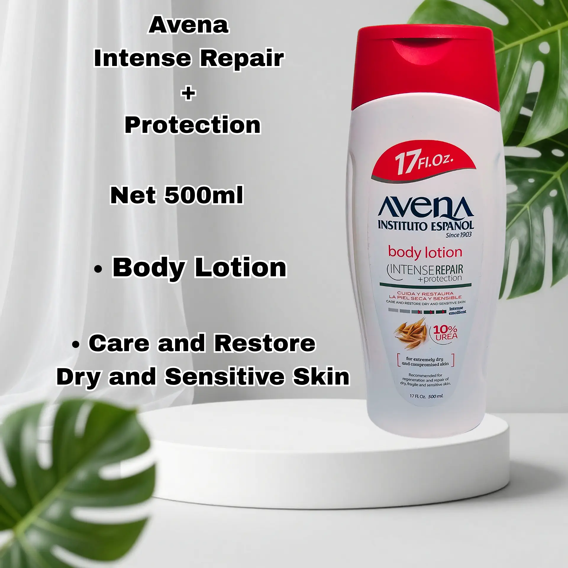 Avena Intense Repair Body Lotion with Coconut Oil for Skin Repair and Deep Moisture, Hydrating Body Care for Dry, Sensitive Skin, 500ml, Dry Skin