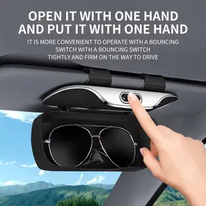 Car glasses case, one click opening and closing, containing soft fabric, fixed glasses, anti displacement, anti scratch, sunglasses case, blackout mirror case, Car Storage Organizer