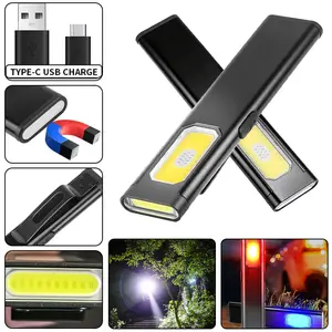 Ultra-Thin Portable Flashlight WT7, 600 Lumens High-Intensity LED, Magnetic Clip, Long Battery Life, Spot Beam, USB Rechargeable, Aluminum Alloy, Ideal for Work and Christmas Gifts