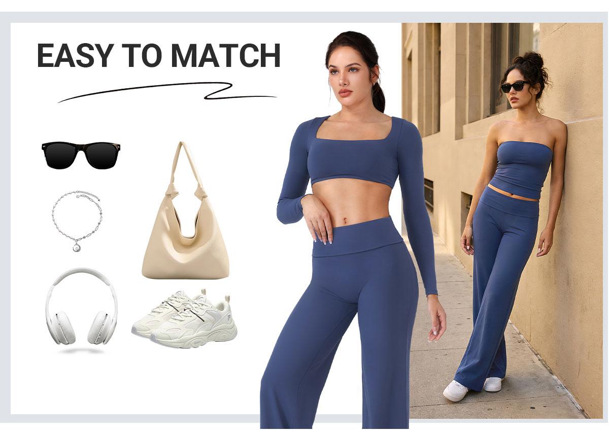 YEOREO Eddiy 31.5" Fold Over Straight Leggings Women High Waist Yoga Pants Gym Outfits Activewear Fitness