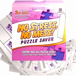 Permanent Adhesive Puzzle Saver Sheets Preserve 2000 Piece Jigsaw Puzzles No Stress No Mess 12 Peel and Stick Puzzle Glue Sheets with 4 Self-Adhesive Hangers