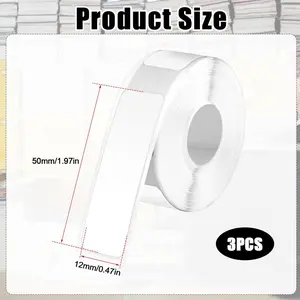 3 Rolls White Thermal Label Paper 50mm 12mm Self Adhesive Sticker for Home Office Storage Organization Name Price Tags