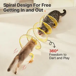 Potaroma Spiral Tunnel Cat Toy, Cat Self Play Spiral Kitten Collapsible Spring Tunnel Toy for Indoor Cats with Feather and Bell, 20 Inches Unfolded #SummerVibes #petlovers