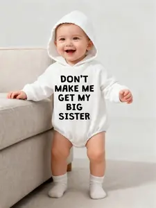 Soft Lightweight Baby Onesie Hooded Long Sleeve Sweatshirt, Casual Fit Pleated Cuff, Newborn & Toddler Infant Clothing, Infant Toddler Clothes