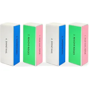 4-Piece Large Square Sponge Nail Buffer Block, 4 Way Nail File and Buffer for Smoothing and Polishing, Ideal for Nail Salons and Personal Use
