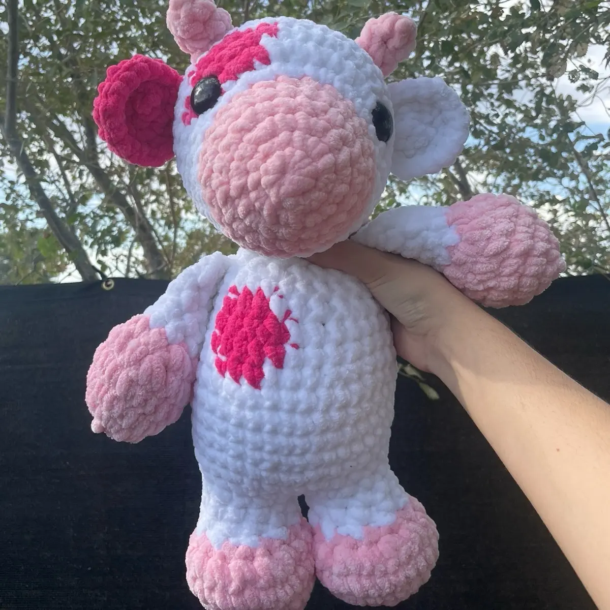 Jumbo Pink Cow Crochet Plush