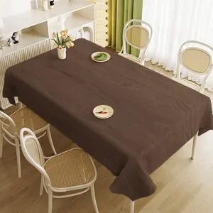 1pc Deep Brown Wood Grain Tablecloth, Natural Desktop Cover, Rectangular Tablecloth, Rectangle Tablecloth, Washable, Suitable for Picnics, Camping, Weddings, Holiday Parties, Restaurants and Buffets, Home Kitchen Decoration, Christmas Decoration