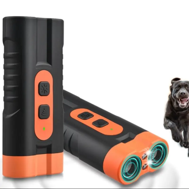Rechargeable Flashlight with Ultrasonic Dog Repeller, Portable Flashlight with Dual Core New Acoustic Bark Stop Device for Outdoor Camping