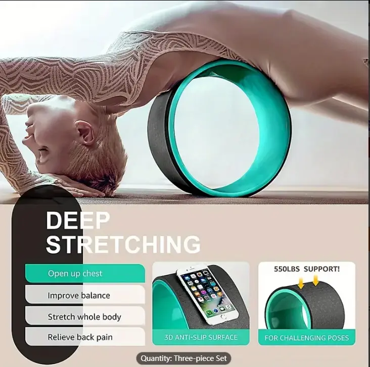 "3pcs Yoga Wheel, Yoga Pilates Wheel For Back Stretching, Lower Waist Training, Suitable For Home Fitness And Exercise "