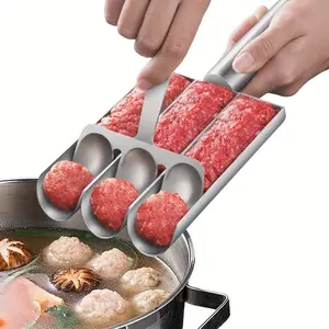 2 Piece, 304 Stainless Steel Meatball Maker With Cutting Spoon - Portable Kitchen Tool For Making Perfect Meatballs And Fishballs Meatball Tenderiser Meatball Making Tool