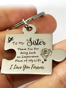 Stainless Steel Keychain, Letters Print Personalized Fashionable Pendant Keychains for Men for Backpack, Round Wallet Accessories, Charm Accessories with Key Ring Ornament, Gifts for Her