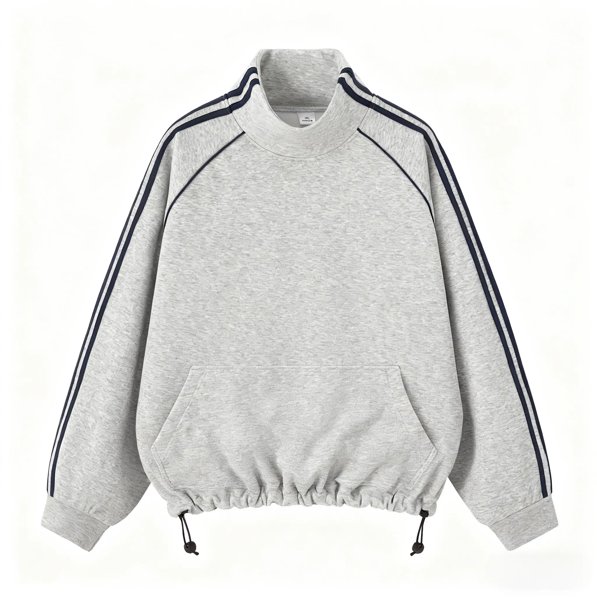 Women's Chic Striped Oversized Casual Long-Sleeve Hoodies & Sweatshirts - Autumn Stand Collar Pullovers with Pockets, Relaxed Fit for Everyday Wear, Long Sleeves