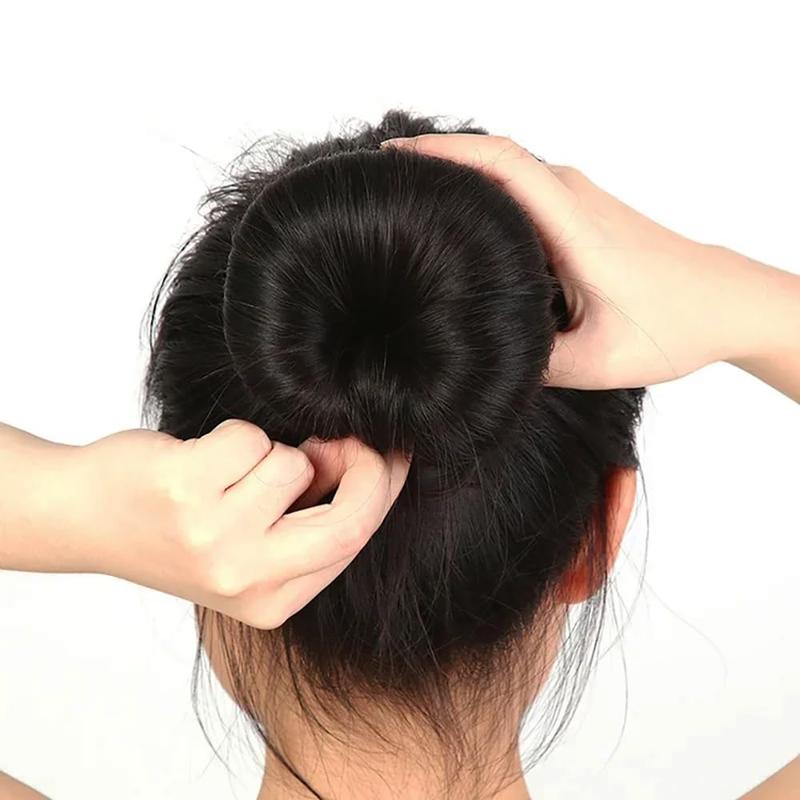 10 PCS Hair Bun Maker for Women and 12 Black Hair Ties Lazy Hair Curler Bun Clips Easy Magic Snap Roll Sponge Bun Donut Hair Maker for Women With Hair Ties Haircare Heatless