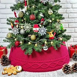 Hand-Knitted Christmas Tree Skirt - Cozy Festive Tree Collar for Xmas Decor