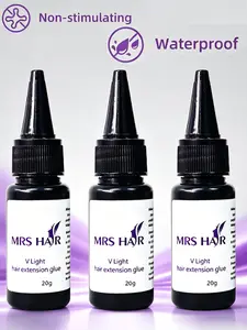 3 Bottles 20g V Light Hair Glue, Total 60g, Quick Hair Extension Glue, UV Cured Wig Glue, Fast Bonding for Wig Extensions
