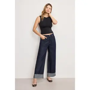 GOOD LOW RISE BAGGY CUFFED JEANS | INDIGO1006