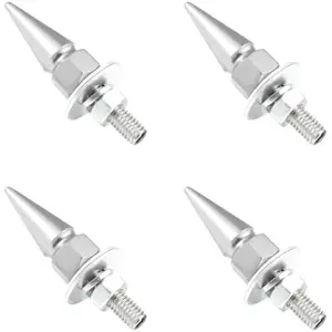 4 PCS Spikes License Plate Screws for Car, Anti Theft Spike Shape Aluminum Car Plate Frame Fastenings Bolt, Cool Licence Plate Screw Set for Car Truck Motorcycle, Car Accessories (Silver)