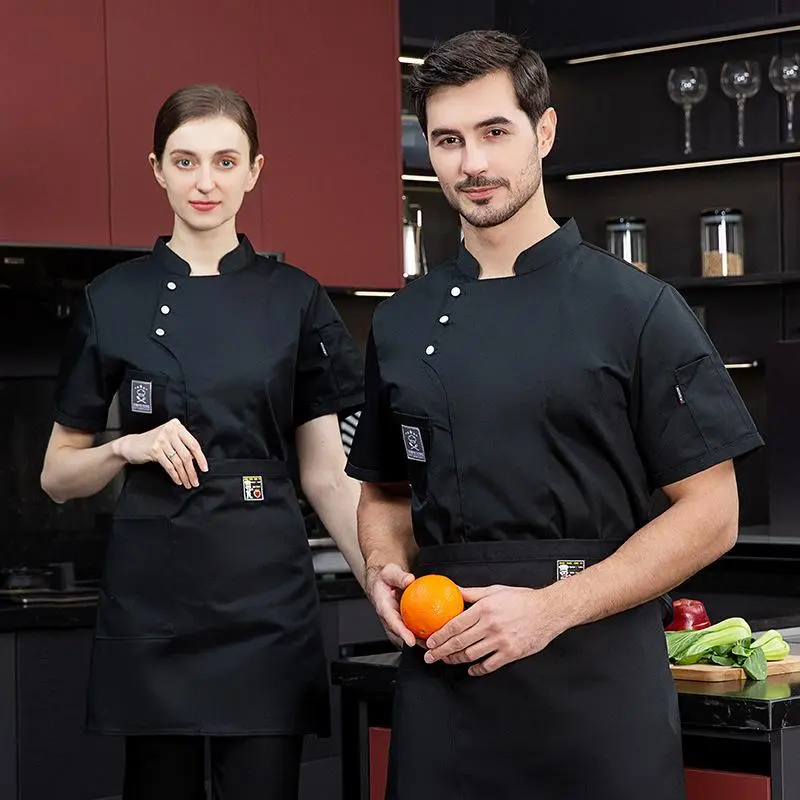 Waterproof Chef Jacket for Men - Lightweight & Stain Resistant Kitchen Workwear, Breathable Durable Chef Uniform for Restaurant & Hotel, Short Sleeve