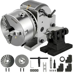 【DealsForYouDays】VEVOR Dividing Head, 6 in/160 mm, Dividing Head Set, 3-jaw Chuck Semi Universal Milling Set with 6 in Chuck, Tailstock, Dividing Plates, 6-1/2 in/ 168 mm Swing, for Milling Grinding Drilling Machine