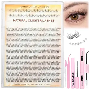 Natural Look DIY Eyelash Extensions Kit, 1 Set Individual False Eyelashes with Eyelash Glue & Tweezers & Brush, Professional Eye Makeup Accessories for Women, Cosmetic, Eyelash Clusters Extensions