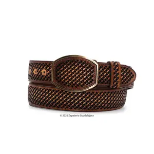 Men's Western 1.5" Petatillo Honey Leather Belt-H083