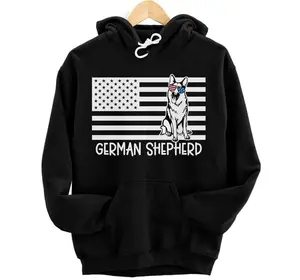 German Shepherd Dog Wearing Sunglasses American Flag Hoodie, Sweatshirt, T-Shirt