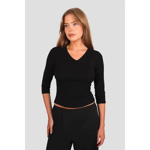 V Neck 3/4 Sleeve Top