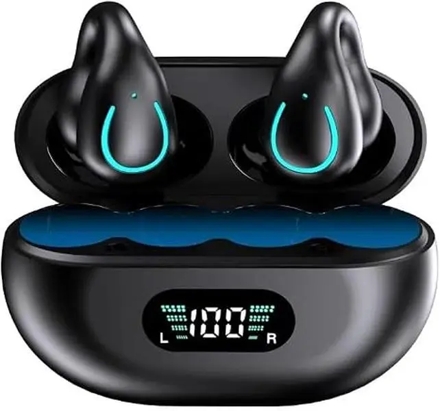 YYK-Q71 Open Ear Wireless Headphones, Bluetooth 5.3 Bone Conduction Earbuds, IPX7 Waterproof with LED Display for Sports & Daily Use