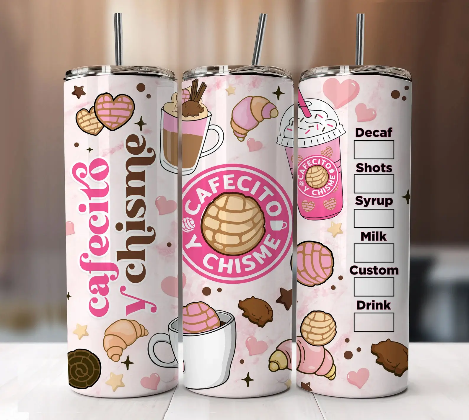 Cafecito y Chisme Tumbler 20oz / Vaso de 20oz Personalizado / Guarda el Frio y el Caliente Por mas de 12 horas