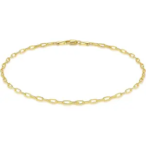 Gold Anklets for Women 14K Gold Ankle Bracelets for Women Paperclip Anklets for Womens Simple Beach Jewelry Paperclip Chain Ankle Bracelet 9/10/ 11 Inches