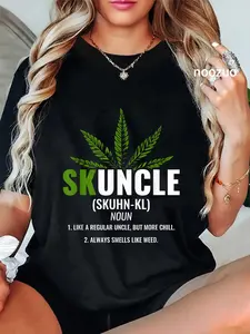 100% Cotton Unisex Uncle Weed Smoker Skunkle Marijuana Uncle Funny Pot Smoki T-Shirt Casual Top
