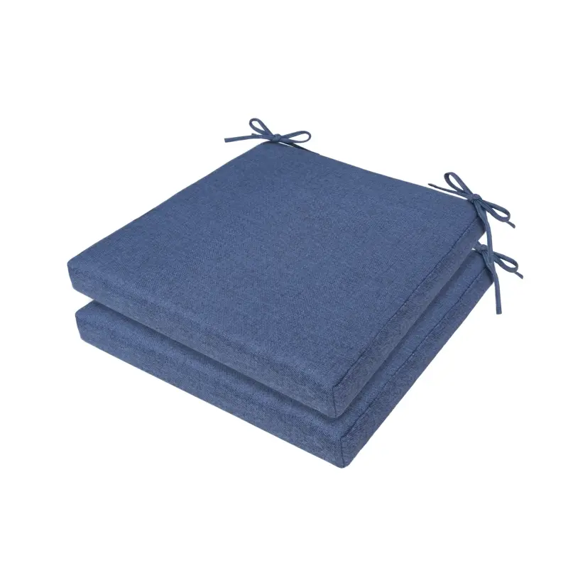 Set of 2 Blue Seat Cushions for Folding Chairs with Removable Washable Cover Premium High Resilience Foam Anti Deformation for Breakfast Nook Patio Cafe