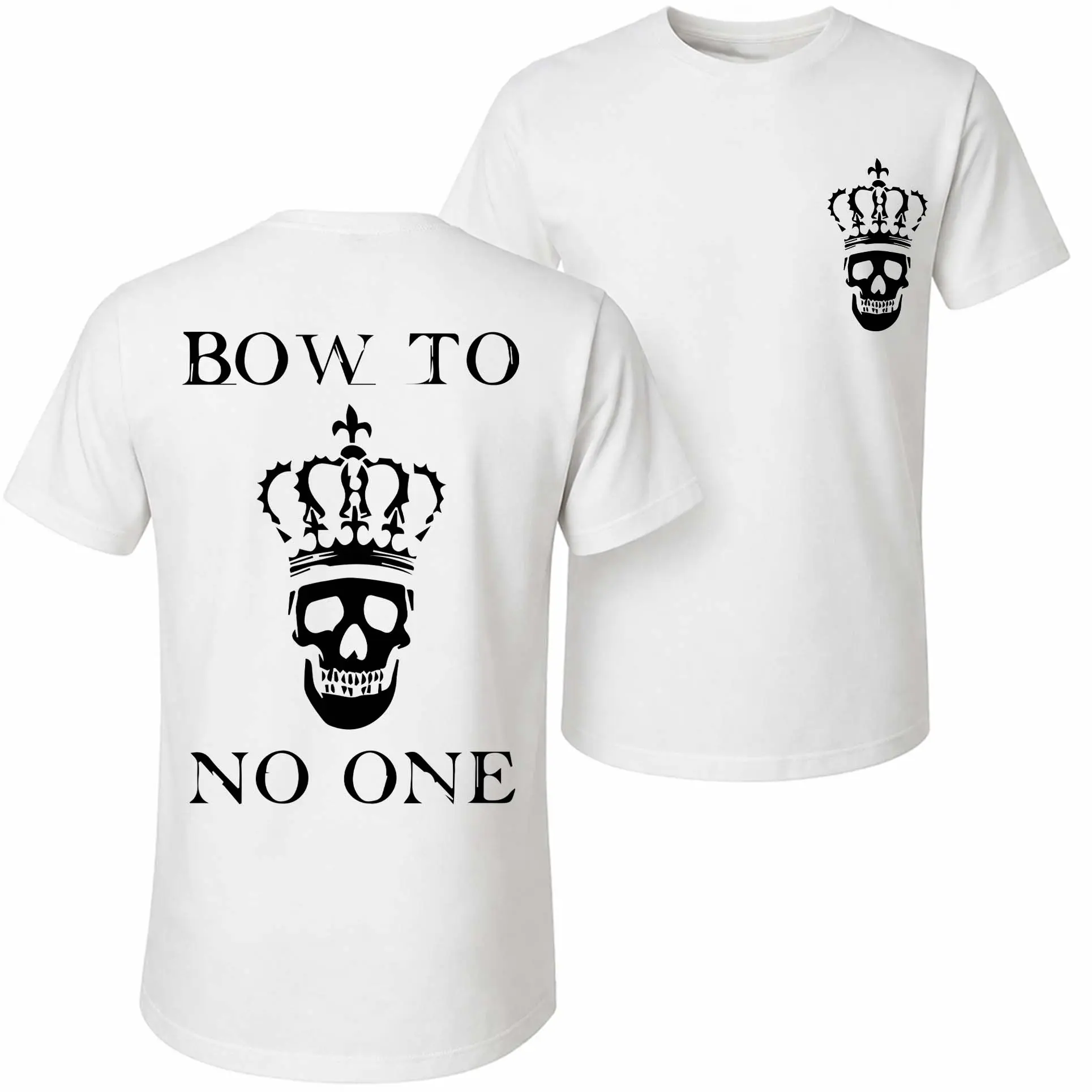 Men's Retro Vintage "Bow To No 1" Skull Graphic Bird Vibe Sports Short-Sleeve T-Shirt, Comfy Breathable Cotton Casual Streetwear Loose Relaxed Fit Top, Menswear