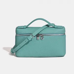 Summer First-Layer Cowhide LP19 Lunchbox Bag for Women Stylish Handheld Shoulder Crossbody Leather Purse