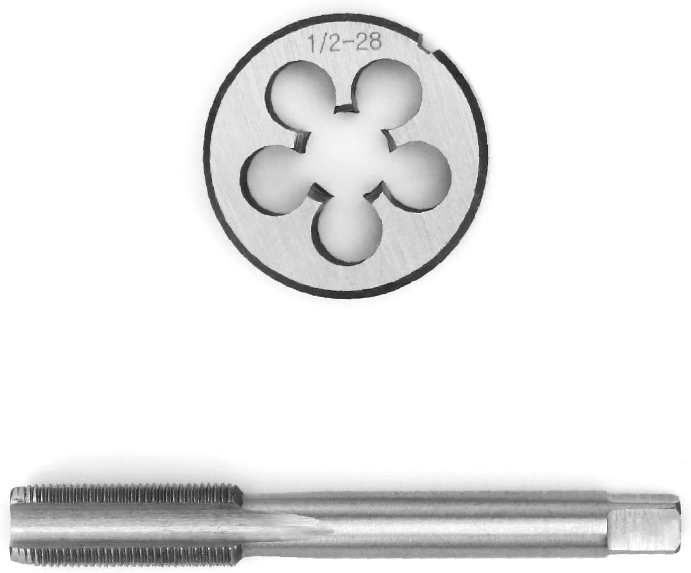 1/2"-28 UNEF Tap and Die Set, HSS Right Hand Threading Tool Kit, Round Die and Plug Tap for Metal Machining