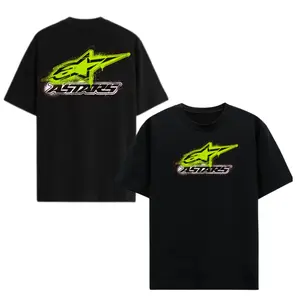 Alpinestars Neon Surge Oversized T-Shirt, Black/Volt Green Race Spec Back & Chest Graphic Moto Tee