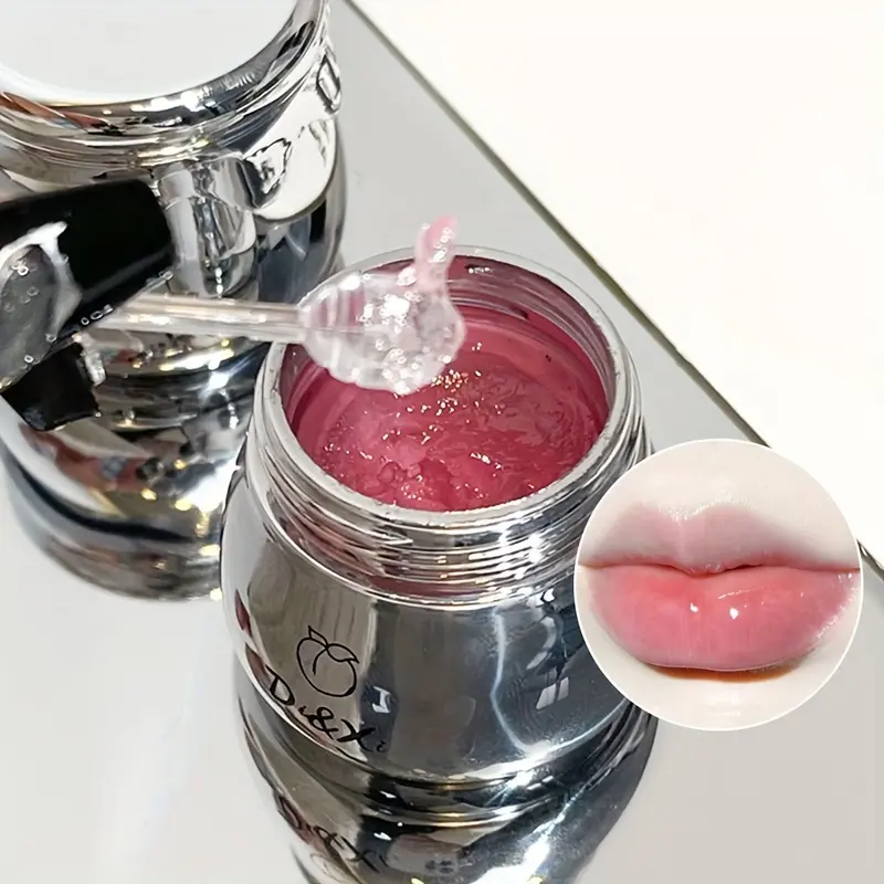 A 4-piece set of small silver can lip balm moisturizer for moisturizing, hydrating and For Dry Lips lip care, Dudu jelly lip mask for pre-makeup moisturizing lipstick base
