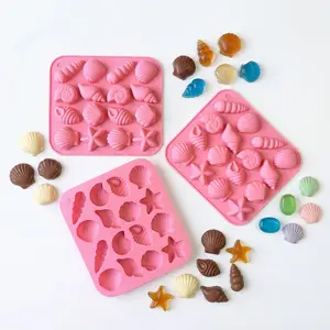 3pcs Shell-Shaped Chocolate Silicone Molds, DIY Candy Pudding Dessert Baking Cake Decorations, 16-Hole Mold Set for Creative Cooking