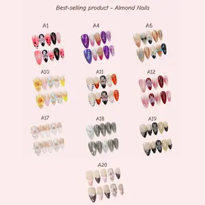 Press On Nails | 20 Styles Multiple Colors Sizes Reusable Glue On Nails Ellipse/Square/Almond Daily Wear, Artificial nails, nail stickers with strong luster