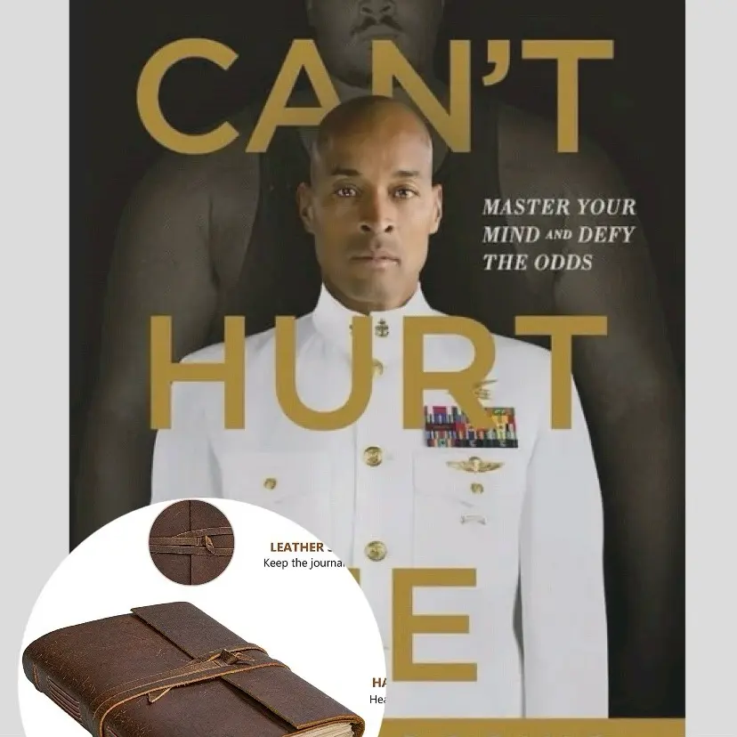 Can’t Hurt Me by David Goggins paperback AND Leather Writing journal (unlined vintage notebook) - GREAT GIFT BUNDLE!