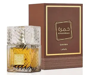 Lattafa Khamrah Qahwa Eau de Parfum 3.4 oz Unisex Gourmand Fragrance with Cinnamon Cardamom & Coffee Notes for Cooler Weather - Edp Intense