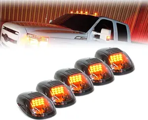 DIBMS Black Smoked Lens 12 LEDs Cab Clearance Light 5 Pcs Roof Top Marker Running Lights Kit for Ford Dodge Ram Trucks SUV POV Pickup - Amber Yellow