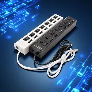 4-Port and 7-Port USB HUB with USB A Ports, Independent Switch for USB Drives, External Storage, Keyboard, Mouse and Charging, Enhanced Safety Features